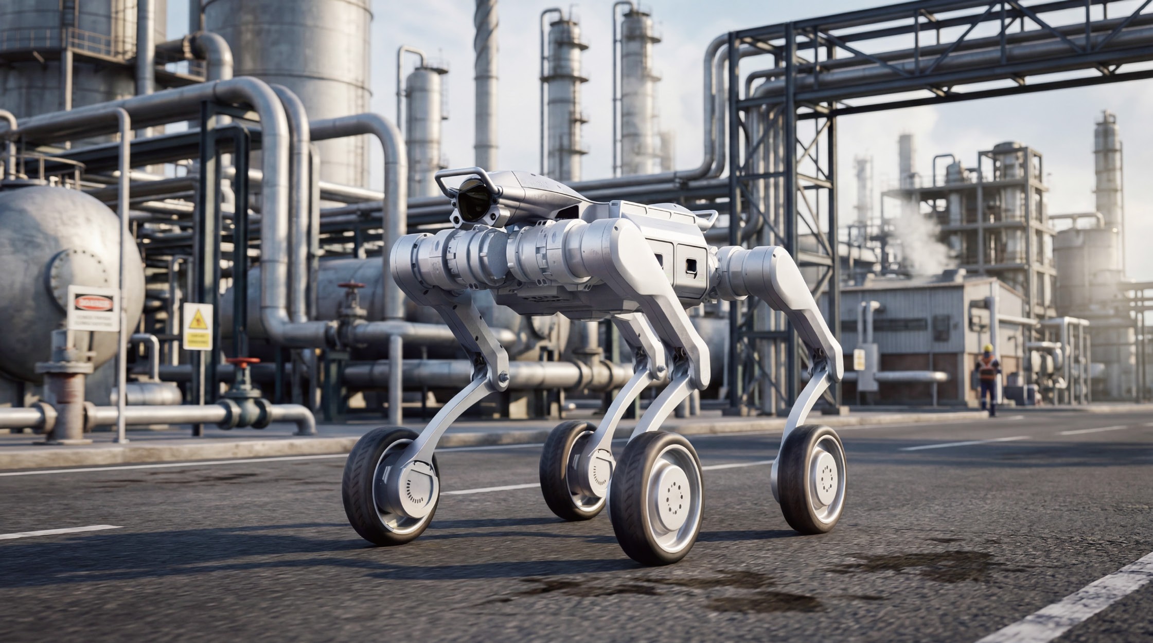 Robot en una planta industrial