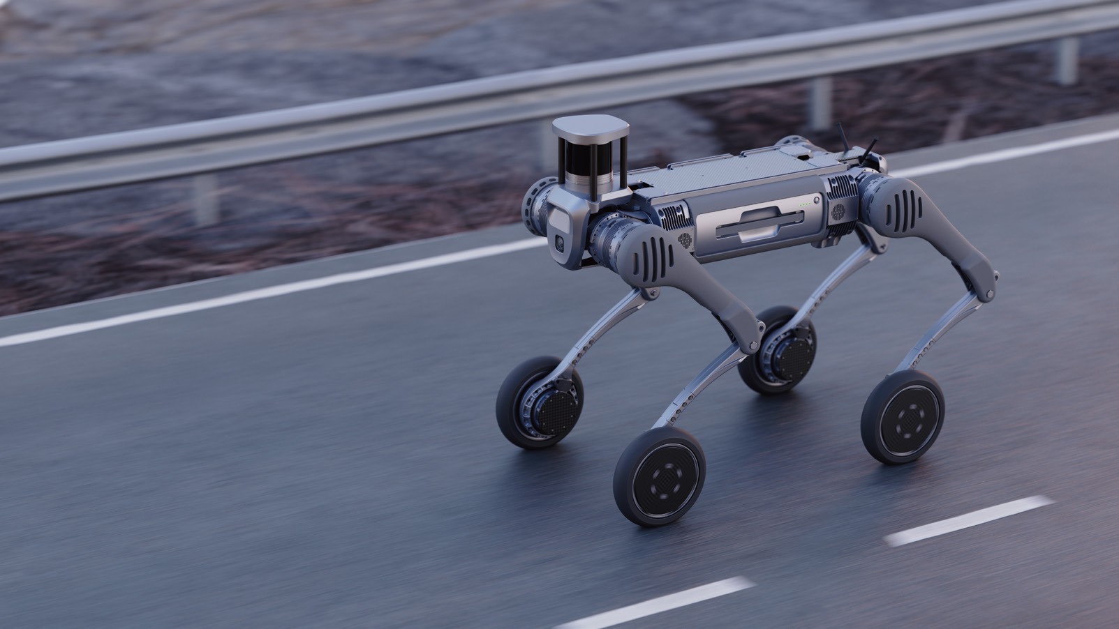 Robot desplazándose por una carretera